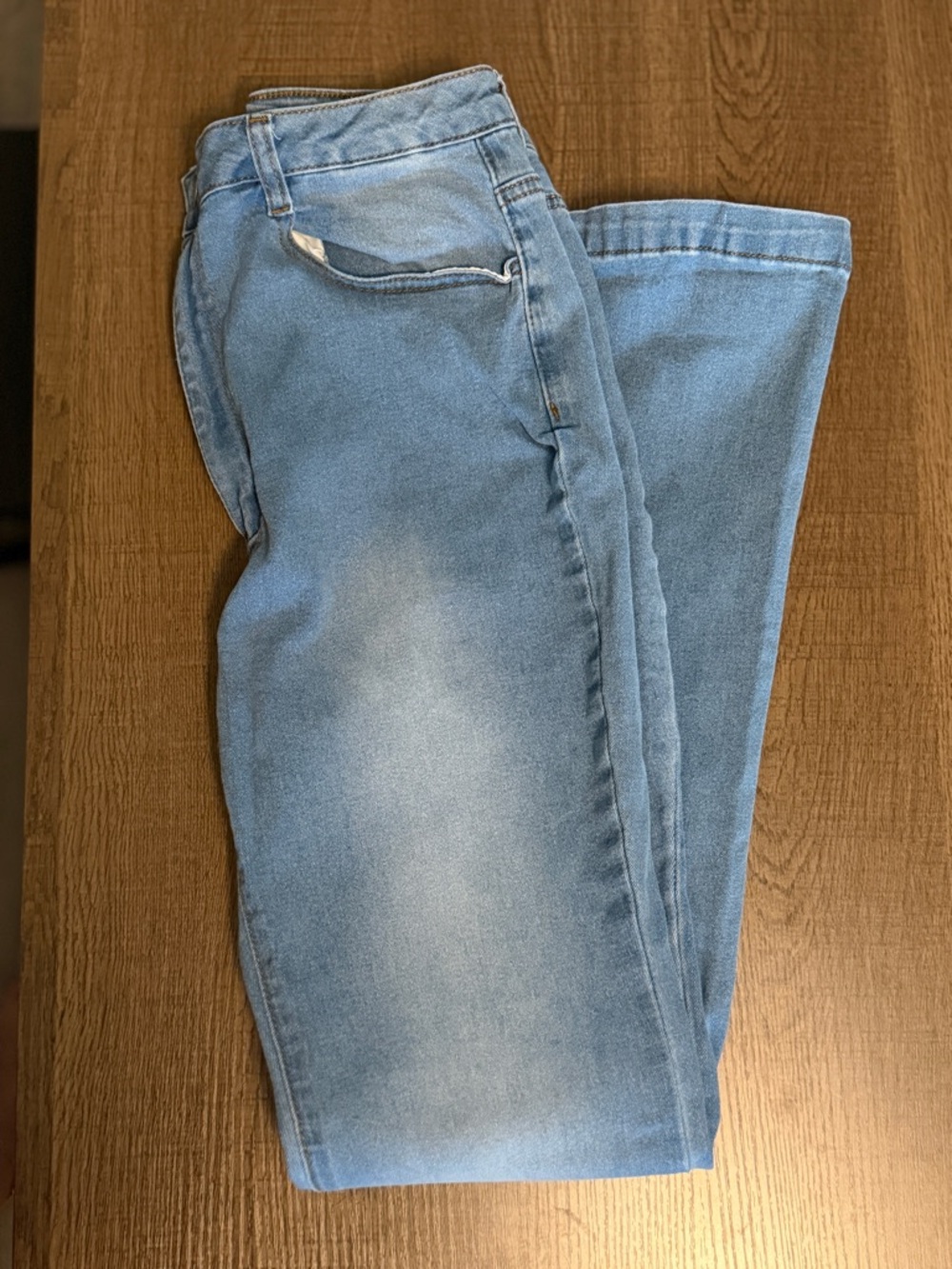 SHEIN Light Blue Flare Wide Leg Jeans